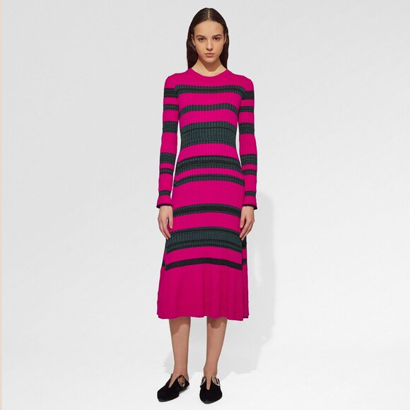 Proenza Schouler Striple Knit Long-Sleeve Dress - Picture 1 of 5